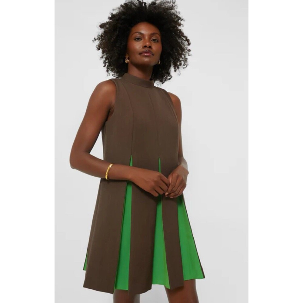 Tuckernuck Demitasse Griffiths Sleeveless Lined Mock Neck Dress  Brown Small NWT